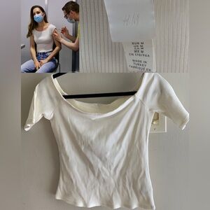 H&M White Ribbed Women's Top - ASO Kate Middleton - Replikate